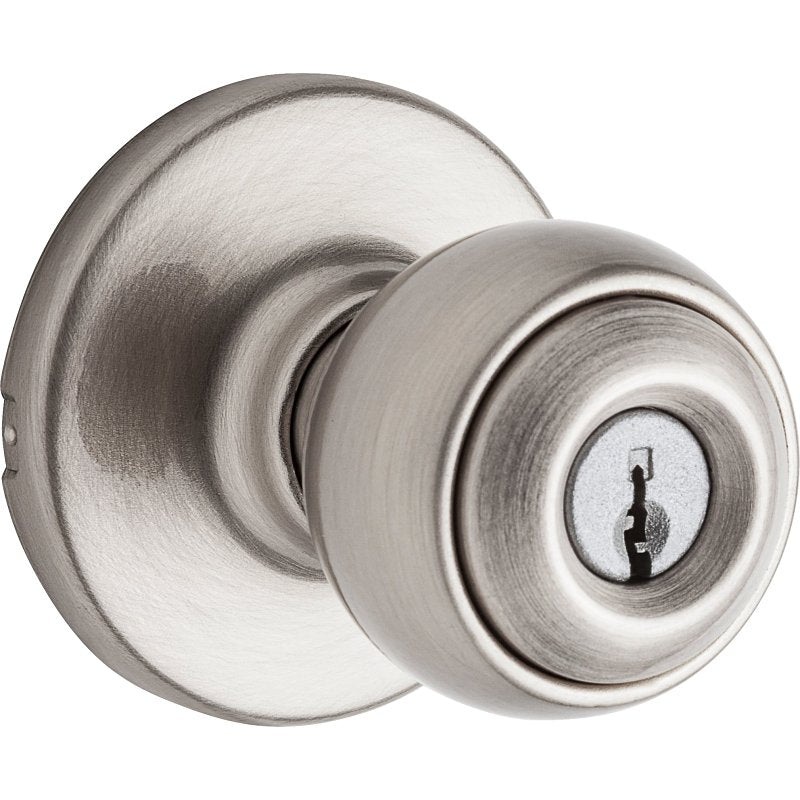 Kwikset 400P 15 6AL RCS Entry Knob, Ball, Polo, Satin Nickel, Zinc, KW1 Keyway, 3 Grade
