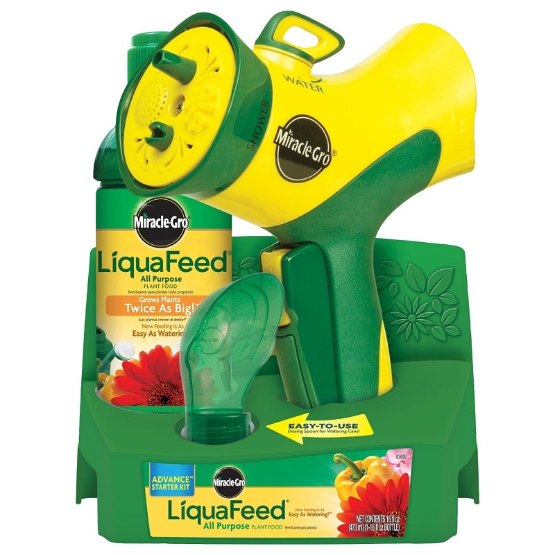 Miracle-Gro Liquafeed 1016112 All Purpose Plant Food Advance Starter Kit, 16 oz Bottle, Liquid, 12-4-8 N-P-K Ratio