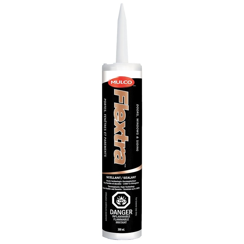 Mulco Flextra 101950 Thermoplastic Sealant, Black, -22 to 100 deg F, 300 mL Cartridge