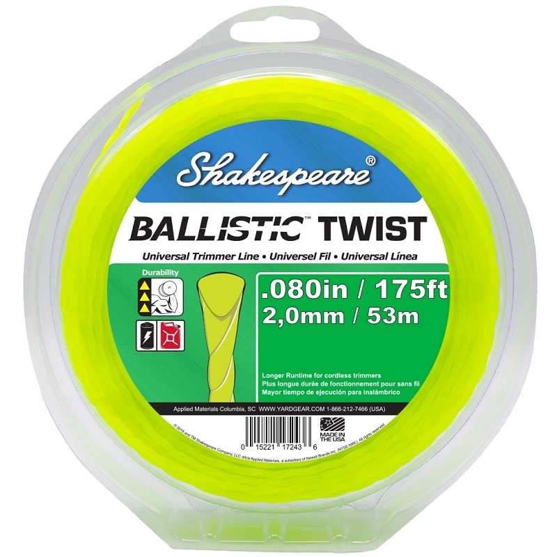 Shakespeare Ballistic 17243 Trimmer Twist Line, 0.080 in Dia, 175 ft L