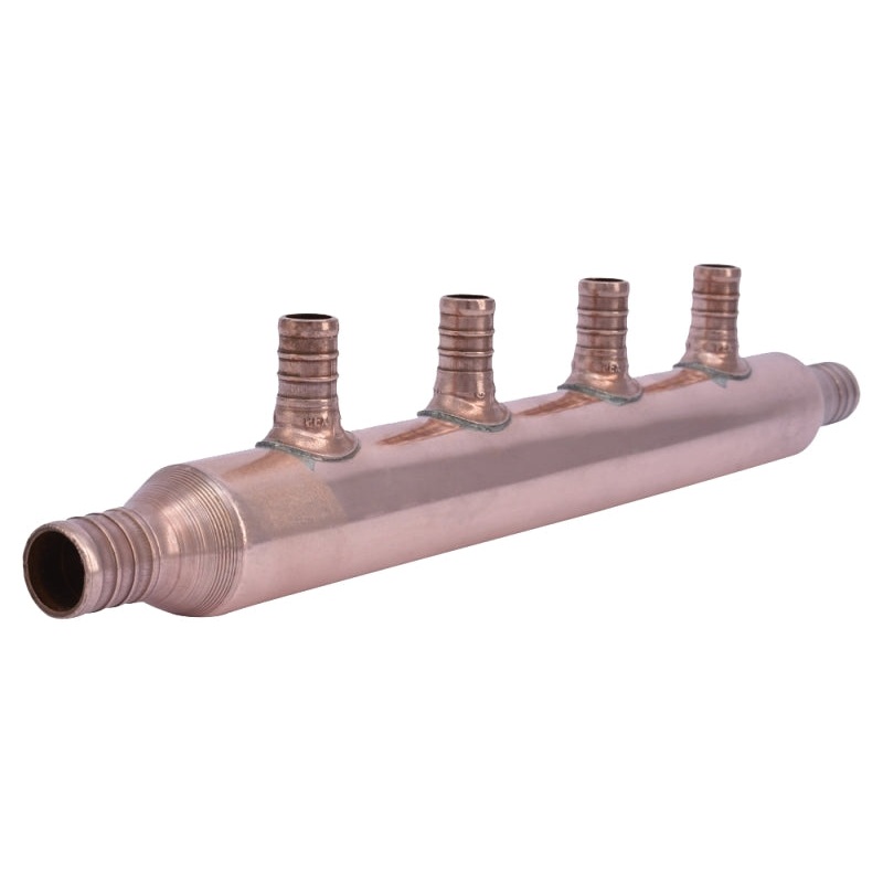 SharkBite 22786 Crimp Multi-Port Tee, 3/4 in Inlet, 4-Outlet, 1/2 in Outlet, Copper, 160 psi Pressure