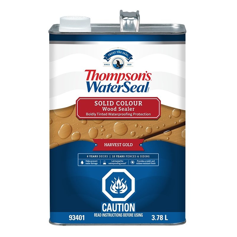 Thompson’s WaterSeal THCP93401-16 Wood Sealer, Solid, Liquid, Harvest Gold, 1 gal, Can
