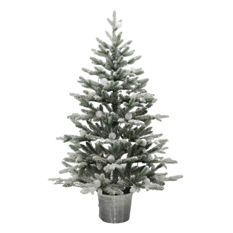 Santas Forest 33905 Snowy Spruce Potted Tree w/Light, 4 ft H, G40 Bulb, Multi/Clear Light