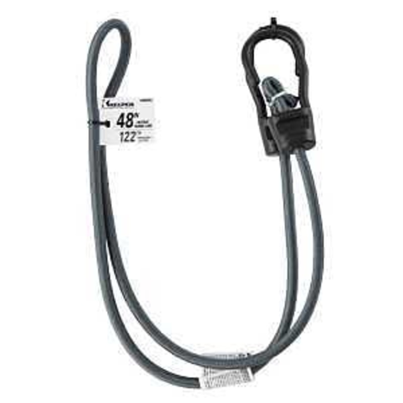 Keeper A06095Z Bungee Cord, Steel End, 48 in L, Rubber, Gray, Hook End