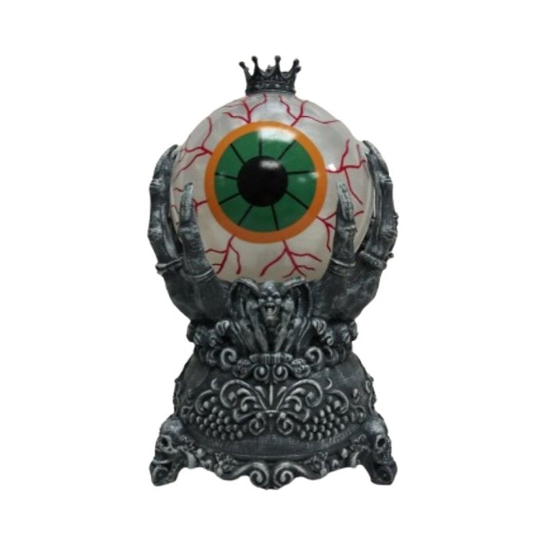 Santas Forest 21948 Ghost Hand Holding Eyeball Water Globe, 5 in H, Glass/Plastic, Black, Internal Light, Indoor