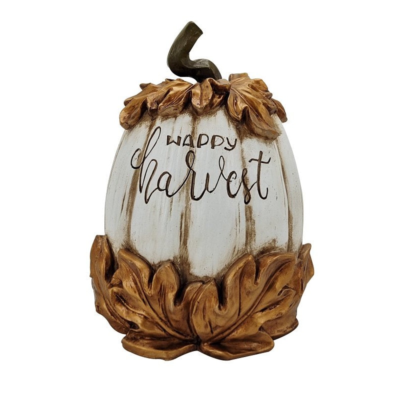 Santas Forest 89930 Happy Harvest Pumpkin, 10-1/2 in H, Resin, Gold, Indoor