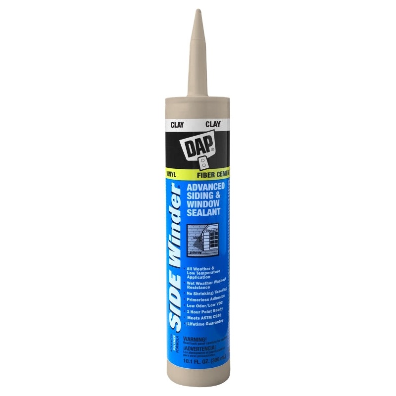 DAP 00804 Siding and Window Sealant, Clay, 24 hr Curing, -35 to 140 deg F, 10.1 oz Cartridge