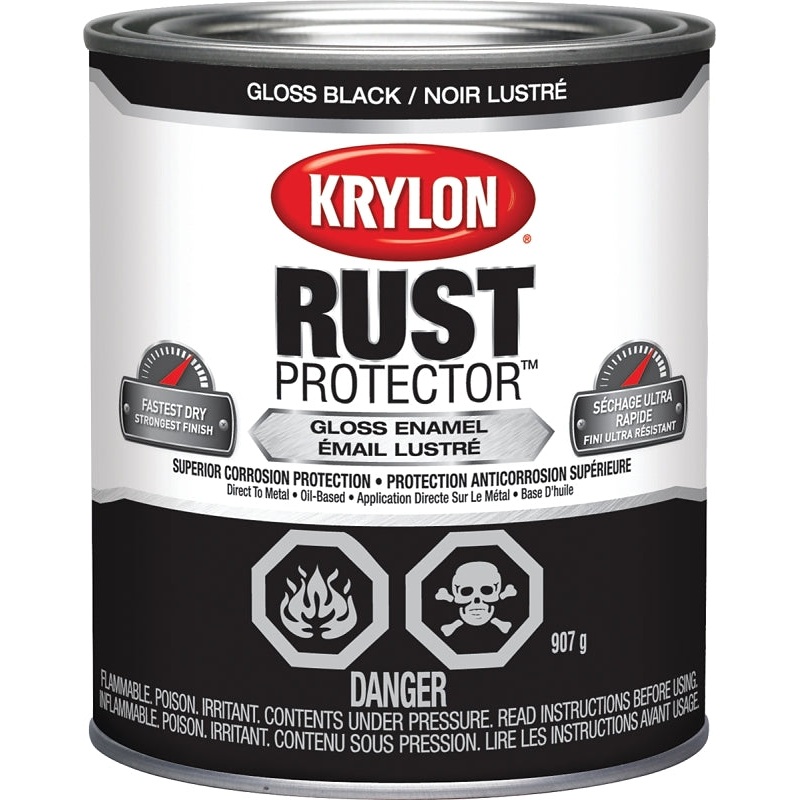 Krylon Rust Protector 469201 Rust Preventative Spray Paint, Gloss, Black, 32 oz