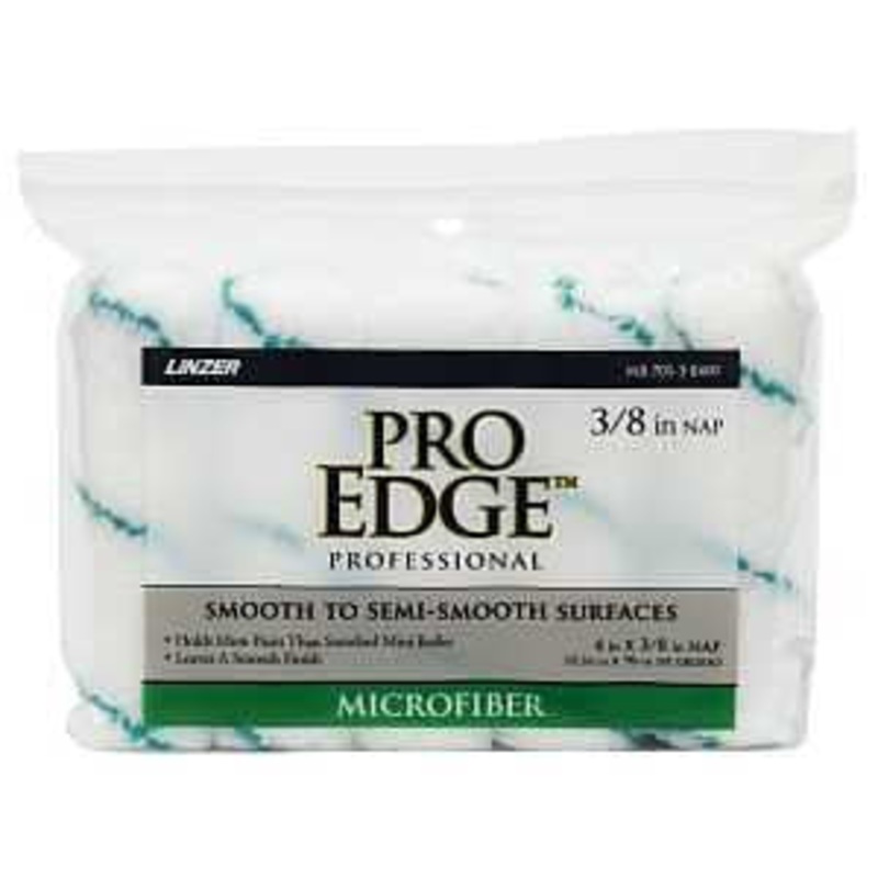 Linzer MR 701-5 0400 Roller Cover, 3/8 in Thick Nap, 4 in L, Microfiber Cover, White