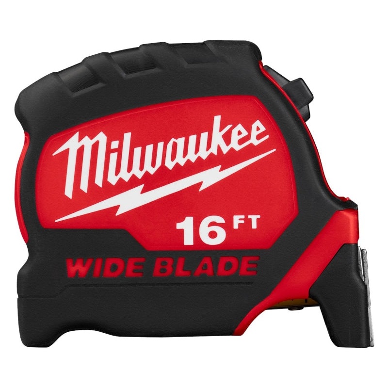 Milwaukee 48-22-0216 Tape Measure, 16 ft L Blade, 1-5/16 in W Blade, Steel Blade, ABS Case, Black/Red Case
