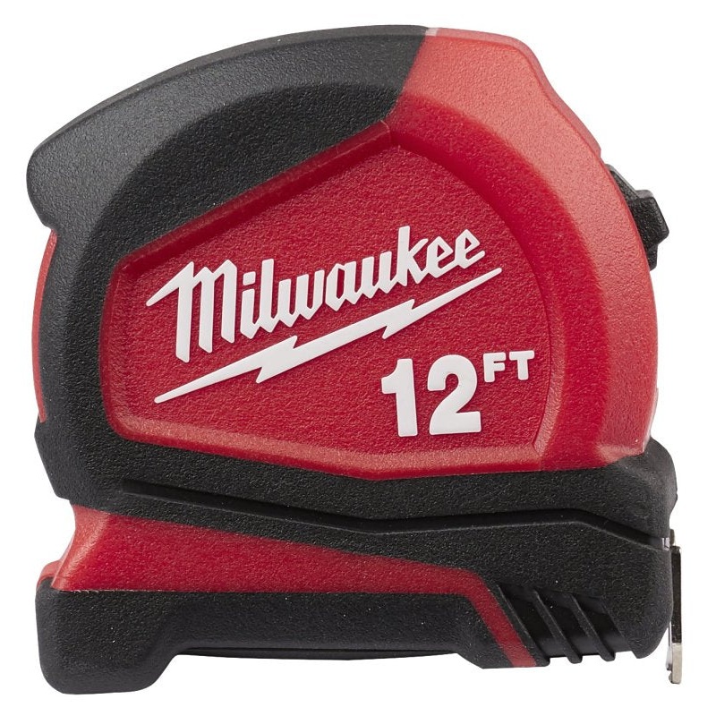 Milwaukee 48-22-1712 Tape Measure, 12 ft L Blade, 19 mm W Blade, Steel Blade, Plastic Case