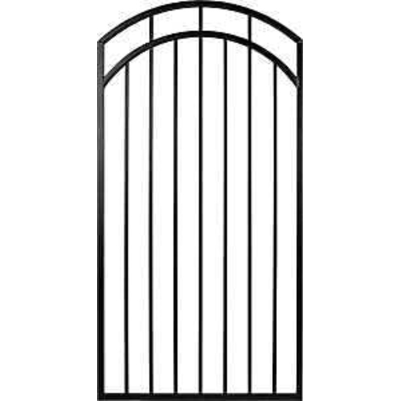 Nuvo Iron Benitoite Series IBGA3368 Arched Top Gate, 33 in W Gate, 68 in H Gate, Steel Frame, Black