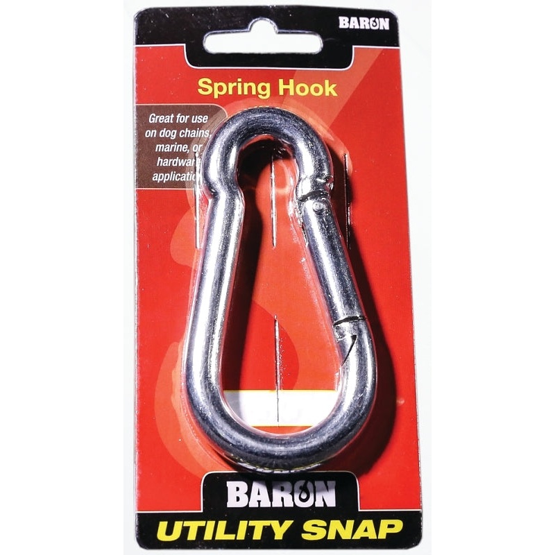 Baron C-2450-1/2 Spring Hook Snap Link, 600 lb Working Load, Steel, Nickel