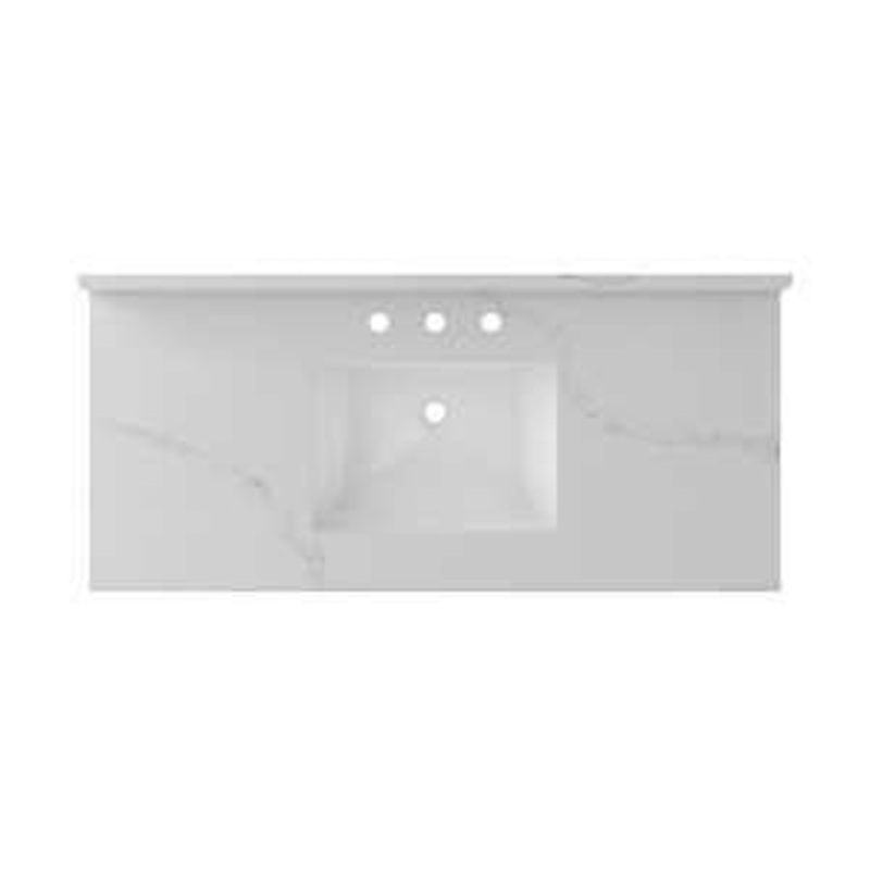 Craft + Main QZ49228CBR Vanity Top, 22 in OAL, 49 in OAW, Ceramic/Quartz, Calacatta Bianco, Undermount Sink, 1-Bowl