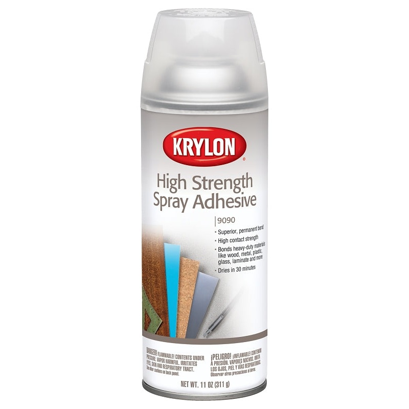 Krylon K09090000 Spray Adhesive, Clear, 2 hr Curing, 11 oz