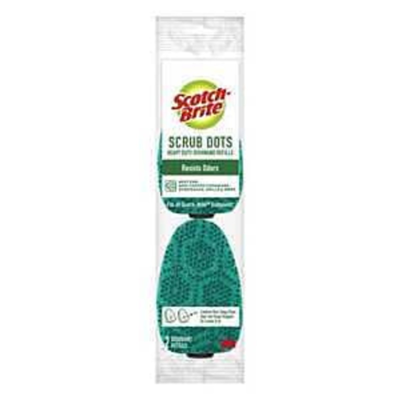 Scotch-Brite 488-2-7 Scrub Dots Sponge, 1.65 in L, 3-1/2 in W, Fiber, Green