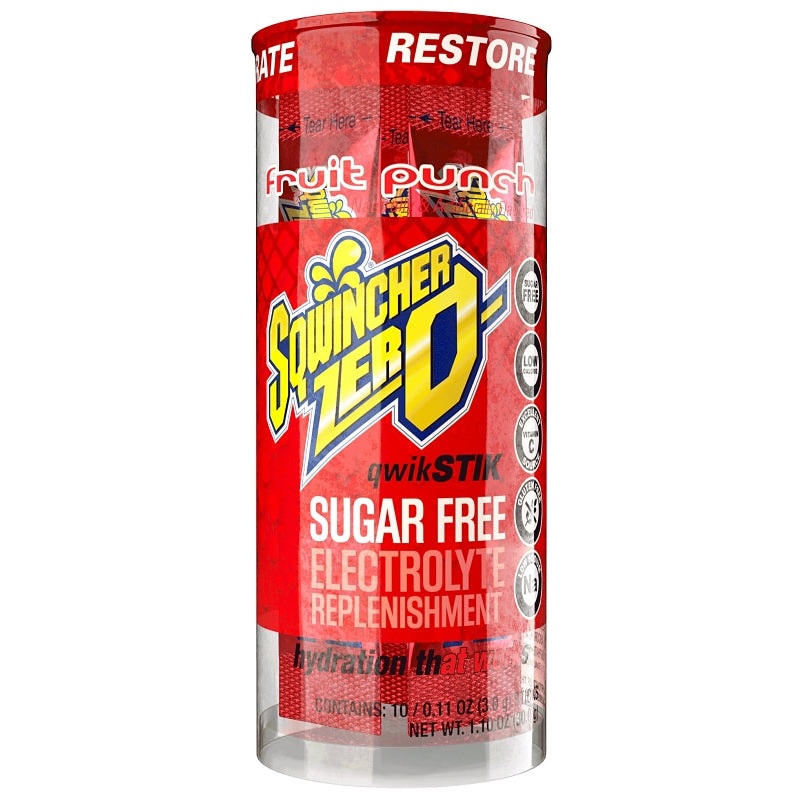 Sqwincher Qwik Stik ZERO Series 159060160 Drink Mix, Sugar-Free, Powder, Fruit Punch, 0.11 oz Stick