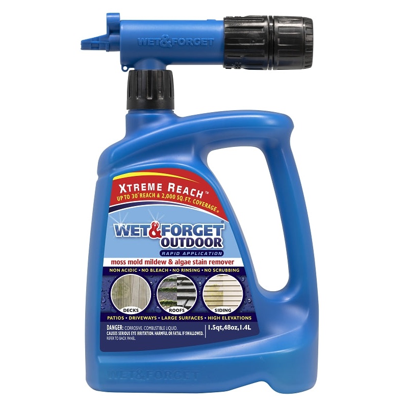 Wet & Forget 807048 Stain Remover, 48 oz, Liquid, Clear Yellow