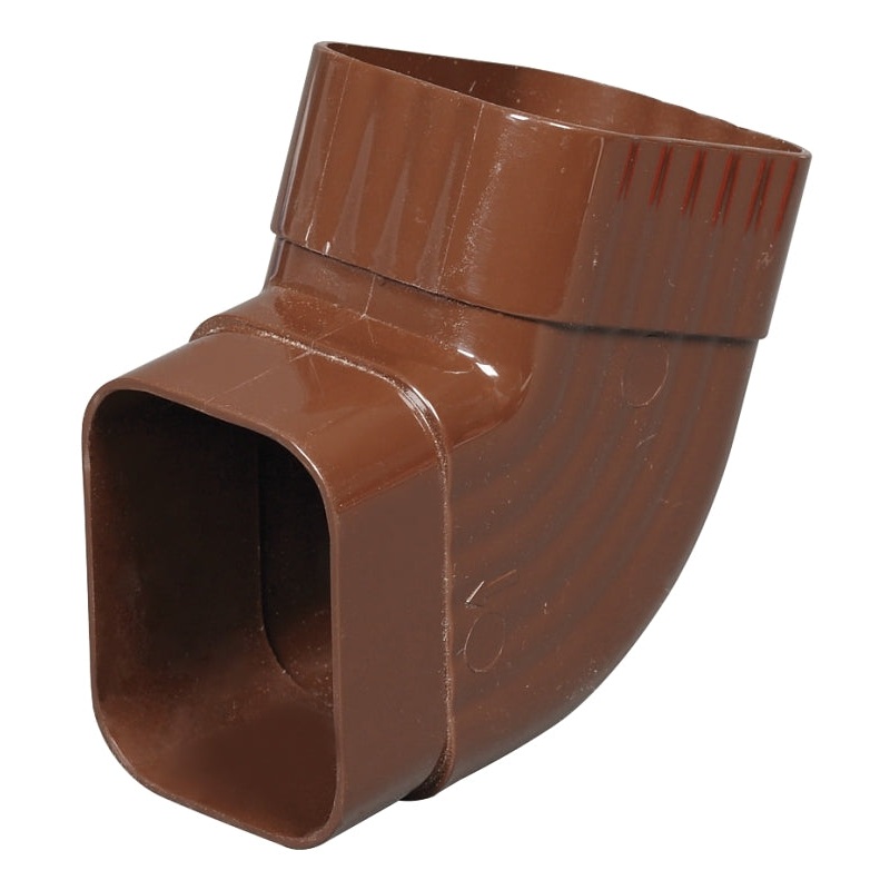 Amerimax M1628 Elbow, K-Style Gutter, 5 in Gutter, Vinyl, Brown