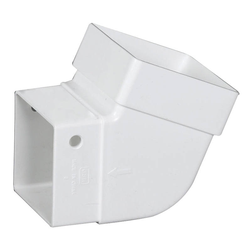 Amerimax T0525HP Gutter Elbow, 3.63 in L x 3.63 in W x 3.88 in H Gutter, Vinyl, White
