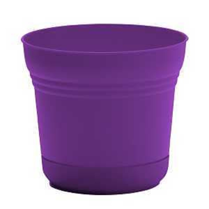 Bloem Saturn Series SP12928 Planter, 10-3/4 in H, 12-1/4 in W, 12-1/4 in D, Round, Plastic, Royal Lilac, Matte