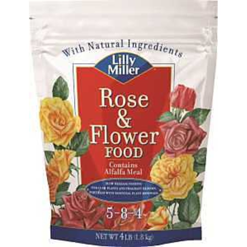 Lilly Miller 100528816 Rose and Flower Plant Food, 4 lb Bag, Granular, 5-8-4 N-P-K Ratio