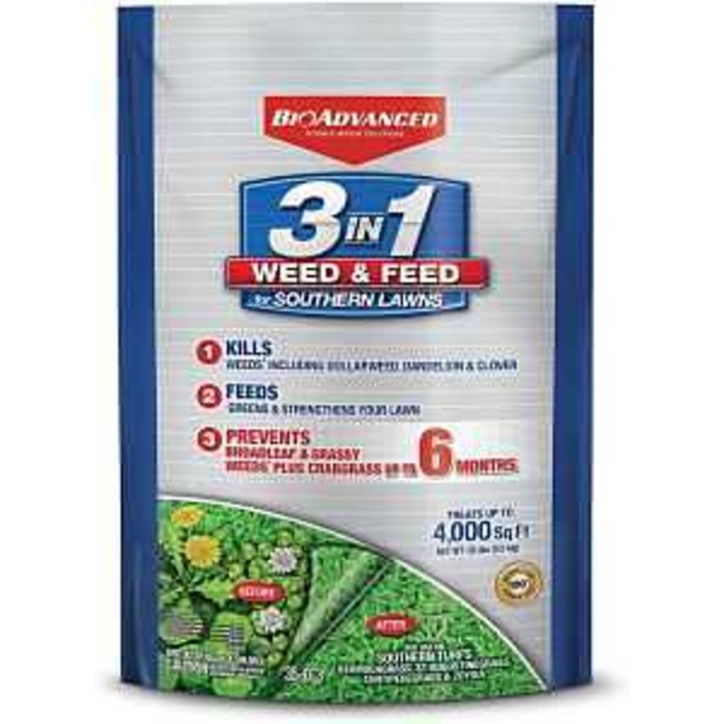 BioAdvanced 820105L 3-In-1 Weed and Feed, 10 lb Bag, Granular, 35-0-3 N-P-K Ratio