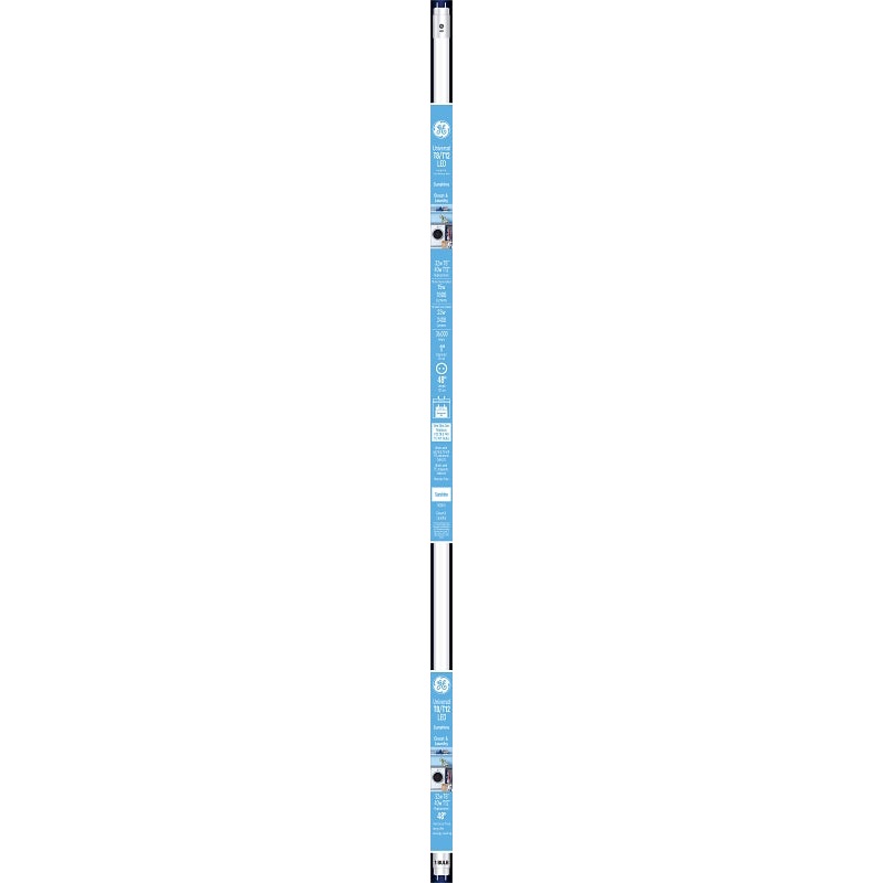 GE 37207 LED Bulb, Linear, T8 Lamp, 40 W Equivalent, Medium Bi-Pin Lamp Base, Dimmable, Daylight Light