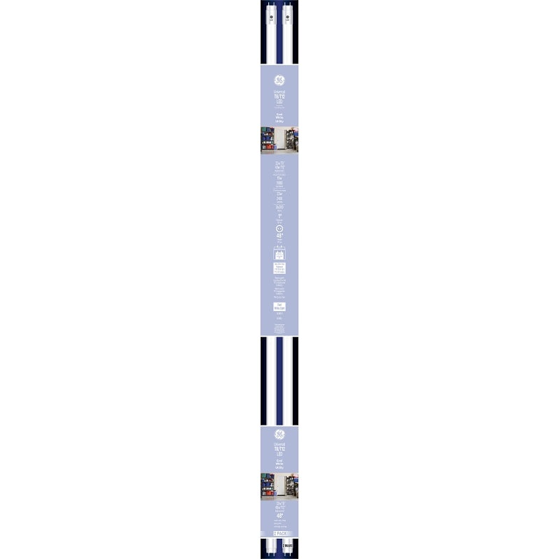 GE Industrial Solutions 37168 LED Bulb, Linear, 1800 Lumens, 15 W, T8 Lamp, G13 Lamp Base, Frosted, White