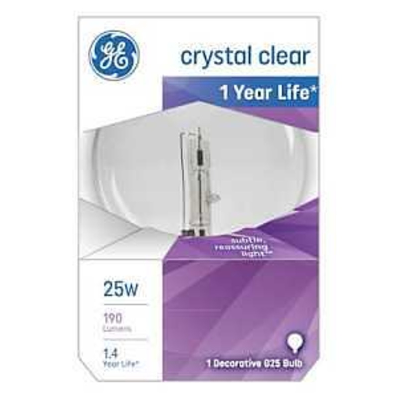 GE 12983 Light Bulb, CC-6 Filament, 3.12 in Dia x 4.5 in L Dimensions, 25 W, G25 Lamp, E26 Medium Lamp Base, 190 Lumens