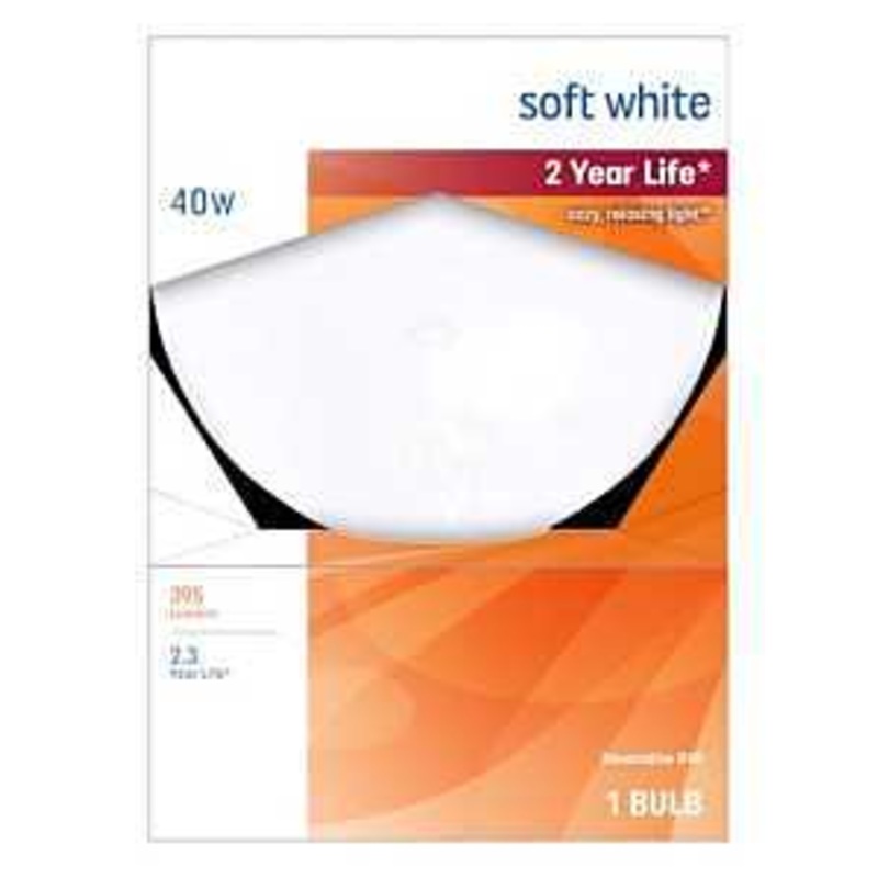 GE 36191 Globe Light Bulb, 40 W, G40 Lamp, E26 Medium Lamp Base, 395 Lumens, 2500 K Color Temp, Soft White Light