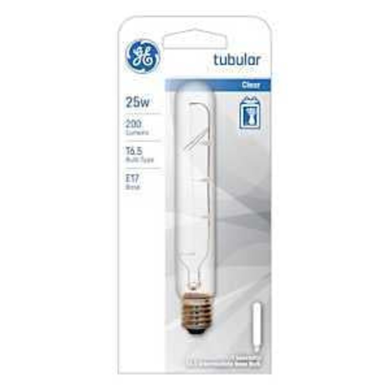 GE 44727 Light Bulb, 25 W, T6.5 Lamp, E17 Intermediate Lamp Base, 200 Lumens, 2500 K Color Temp