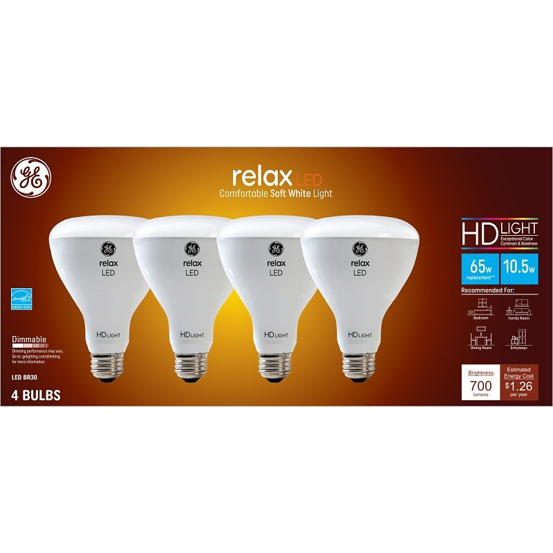 GE 93110832 LED Bulb, Flood/Spotlight, BR30 Lamp, 65 W Equivalent, Medium Lamp Base, Dimmable, Frosted, Soft White Light