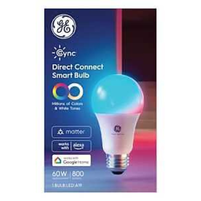 GE 93131732 Smart Bulb, 9.5 W, Wi-Fi Connectivity: Yes, Bluetooth, Wi-Fi Control, E26 Medium Lamp Base, LED Lamp