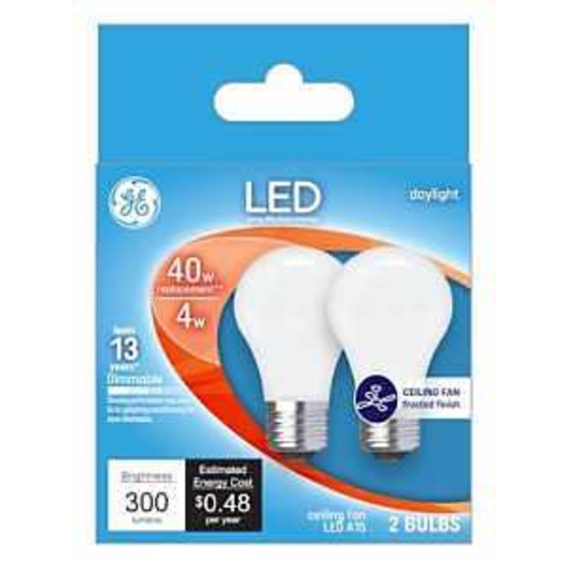 GE Industrial Solutions 28392 LED Bulb, General Purpose, 300 Lumens, 4 W, A15 Lamp, E26 Lamp Base, Dimmable, Frosted