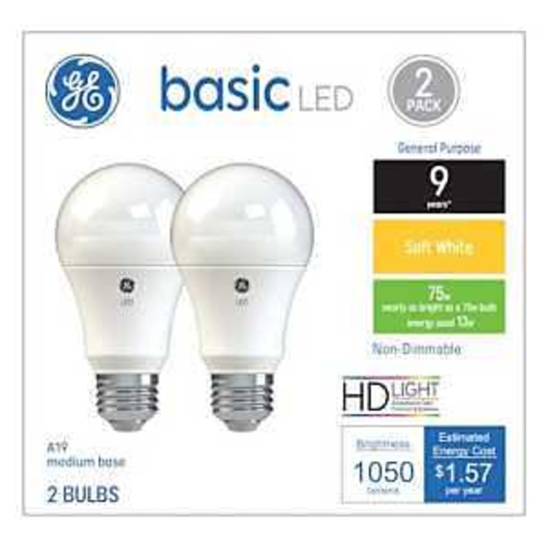 GE Industrial Solutions 37015 LED Bulb, General Purpose, 1050 Lumens, 13 W, A19 Lamp, E26 Lamp Base, Soft White