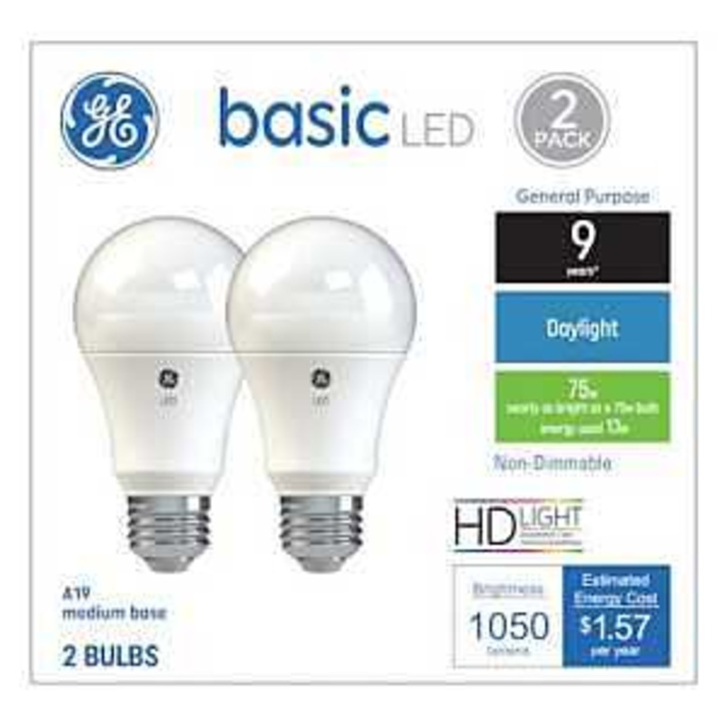 GE Industrial Solutions 37019 LED Bulb, General Purpose, 1050 Lumens, 13 W, A19 Lamp, E26 Lamp Base, Daylight