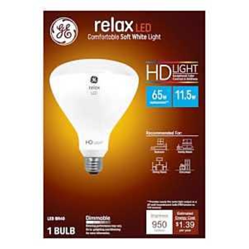 GE Industrial Solutions 43058 LED Bulb, Flood/Spotlight, BR40 Lamp, E26 Lamp Base, Dimmable, Soft White Light
