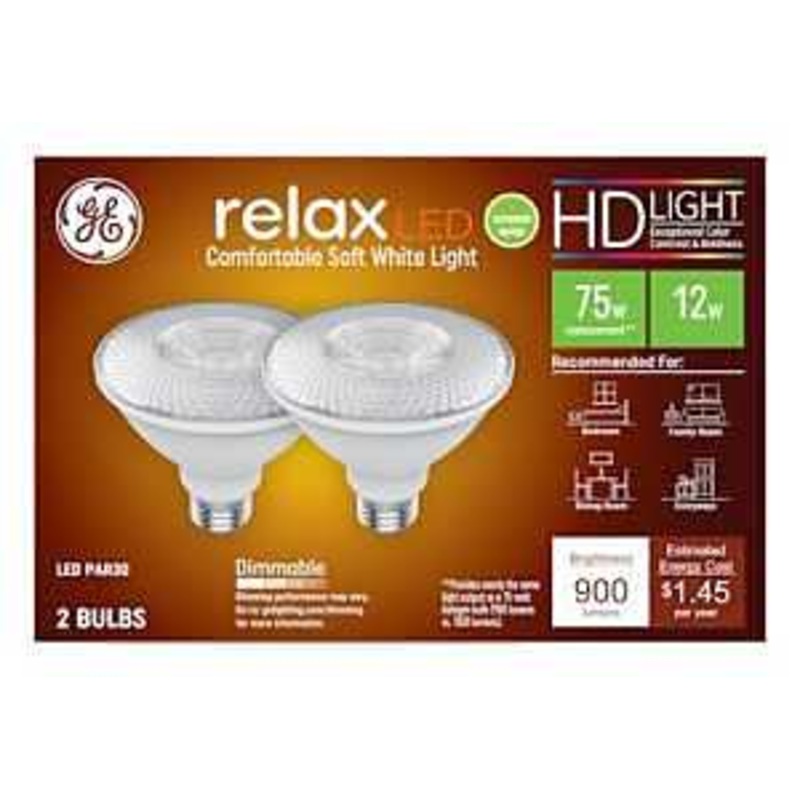 GE Industrial Solutions 43094 LED Bulb, Flood/Spotlight, PAR30 Lamp, E26 Lamp Base, Dimmable, Clear, Soft White Light