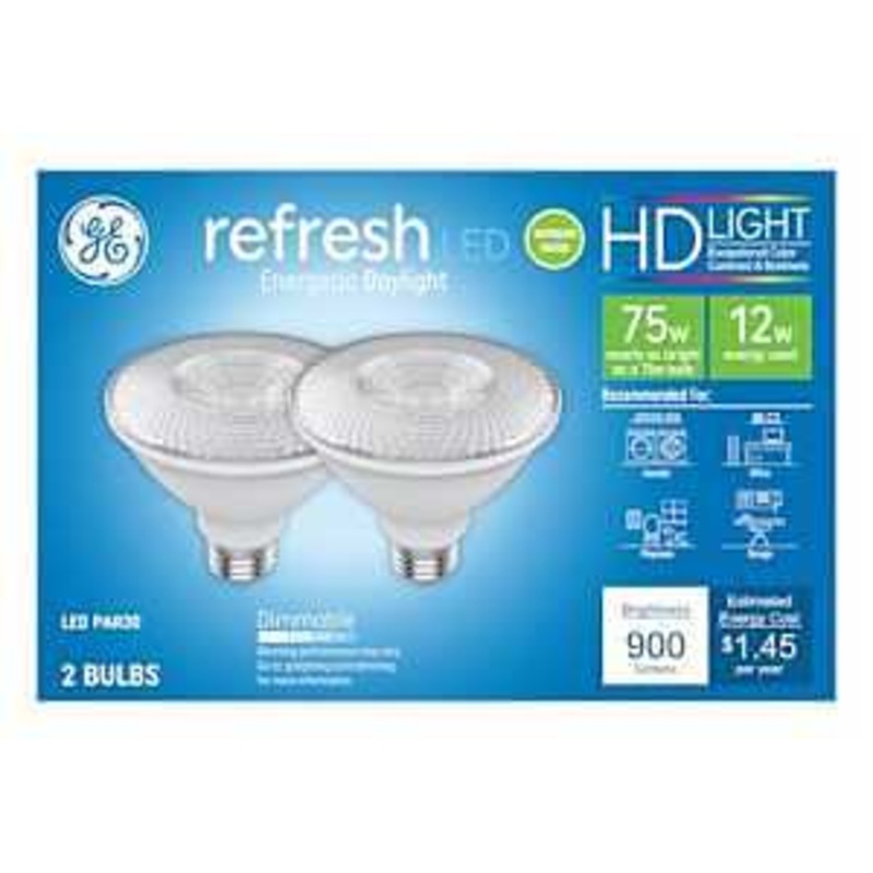 GE Industrial Solutions 43095 LED Bulb, Flood/Spotlight, PAR30 Lamp, E26 Lamp Base, Dimmable, Clear, Daylight Light
