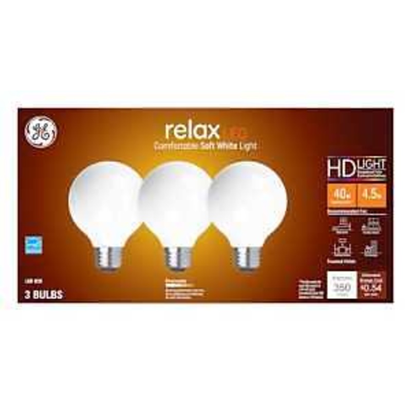 GE Industrial Solutions 43269 LED Bulb, Globe, G25 Lamp, E26 Lamp Base, Dimmable, Frosted, Soft White Light