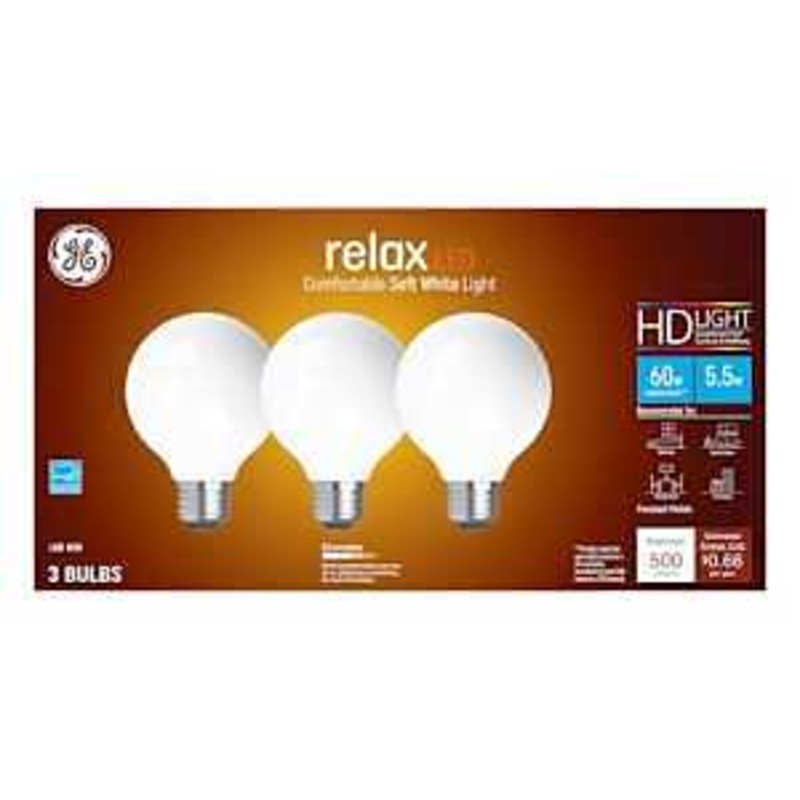 GE Industrial Solutions 43316 LED Bulb, Globe, G25 Lamp, 60 W Equivalent, E26 Lamp Base, Dimmable, Frosted