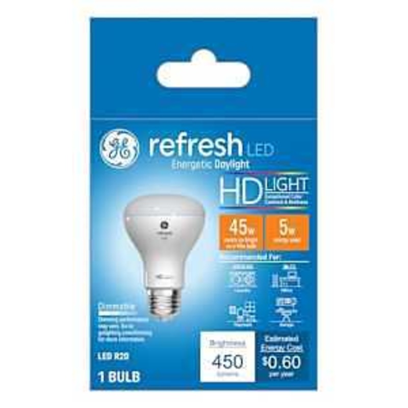 GE Industrial Solutions 45546 LED Bulb, Flood/Spotlight, R20 Lamp, E26 Lamp Base, Dimmable, Daylight Light