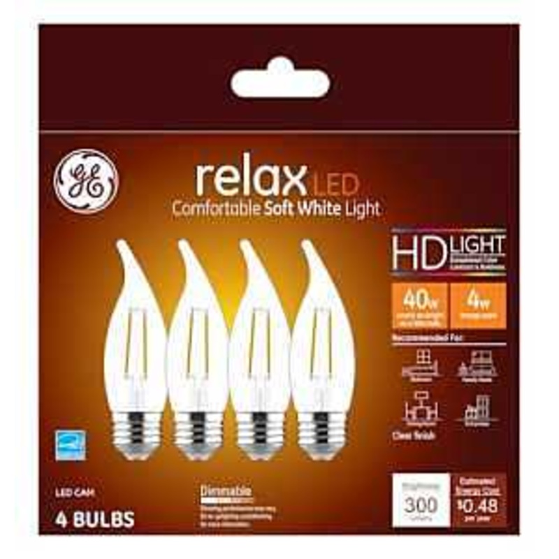 GE Industrial Solutions 45660 LED Bulb, Decorative, CAM Lamp, E26 Lamp Base, Dimmable, Soft White Light