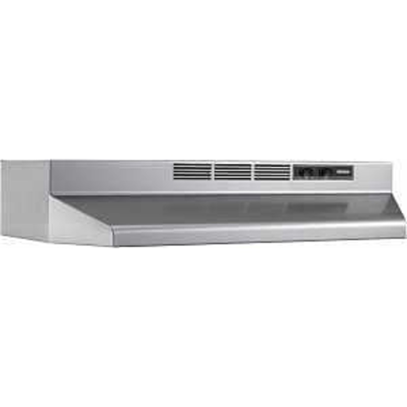 Broan 4130SF Under-Cabinet Range Hood, 2850 rpm Fan, Non-Ducted Vent, 30 in W, 17-1/2 in D, 6 in H, Steel, Stainless