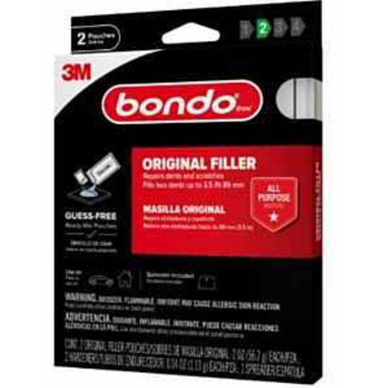 Bondo OR-2PK-ES Original Filler Ready Mix, 2 oz Pouch, Liquid Filler, Paste Hardener