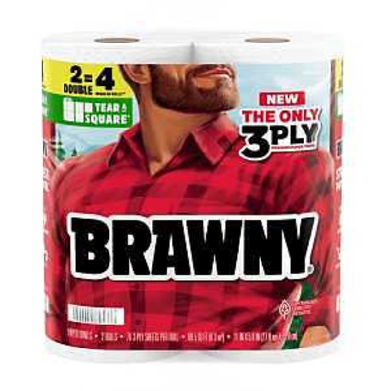 Brawny Tear-A-Square 44573 Paper Towel Roll, 3-Ply