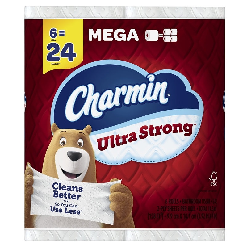 Charmin Ultra Strong 13219 Bathroom Tissue, 2-Ply, Paper, 6 PK