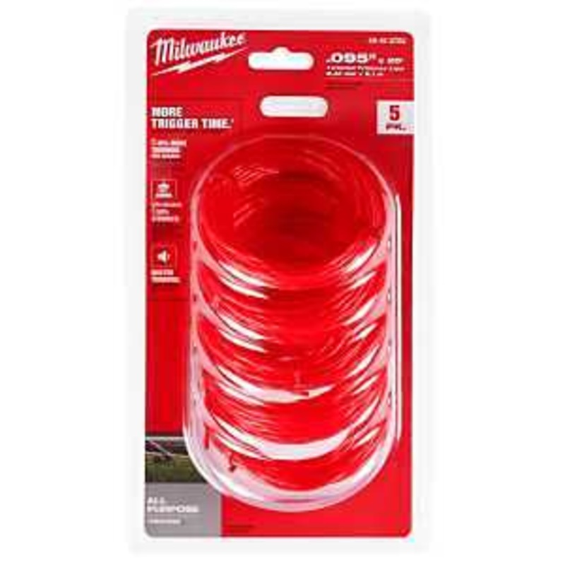 Milwaukee 49-16-2782 Trimmer Line, 0.09 in Dia, 20 ft L, Polymer, Red