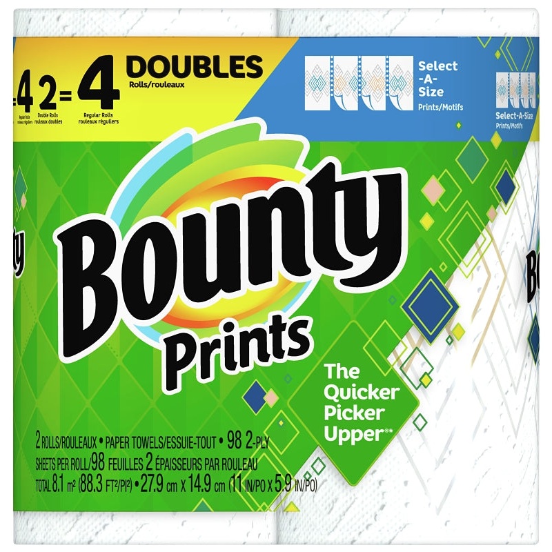 Bounty 66660 Double Roll Paper Towel, 2-Ply, White, 2 PK
